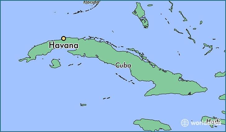 Havana Cuba op kaart