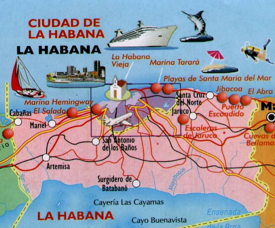 kaart van Havana stranden