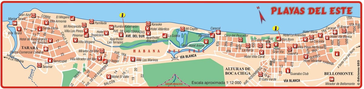 kaart van playa del este Cuba