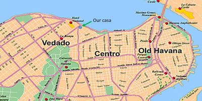 Kaart van Havana Cuba buurt