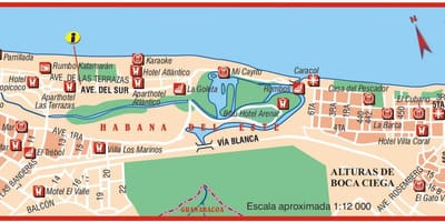 Kaart van playa del este Cuba